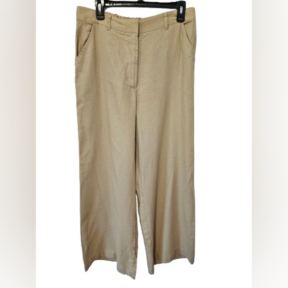 Max Studio Blended Linen Wide Leg Trouser Women's Size Large NWT - Picture 1 of 11
